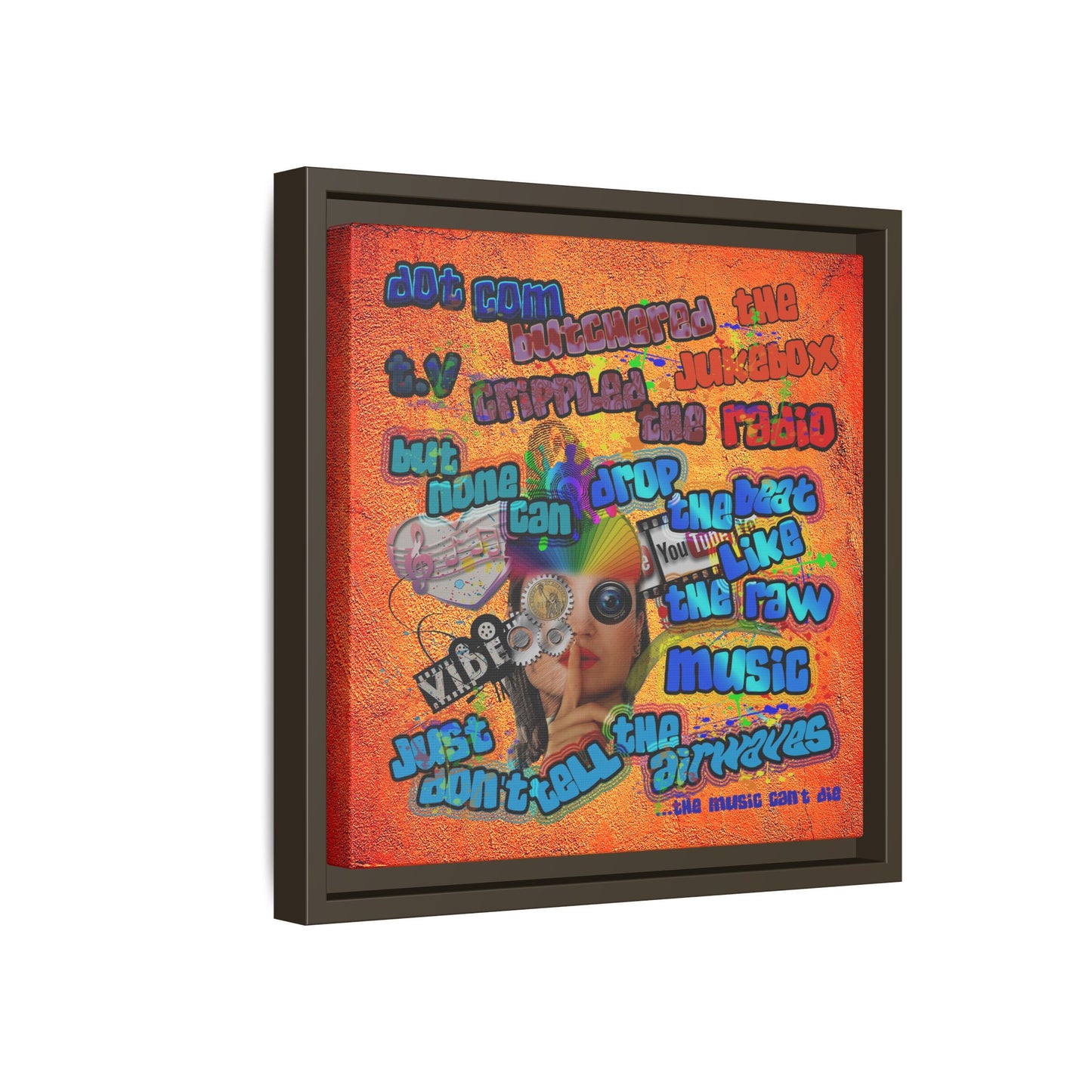 drop the beat - framed canvas art (burnt orange)