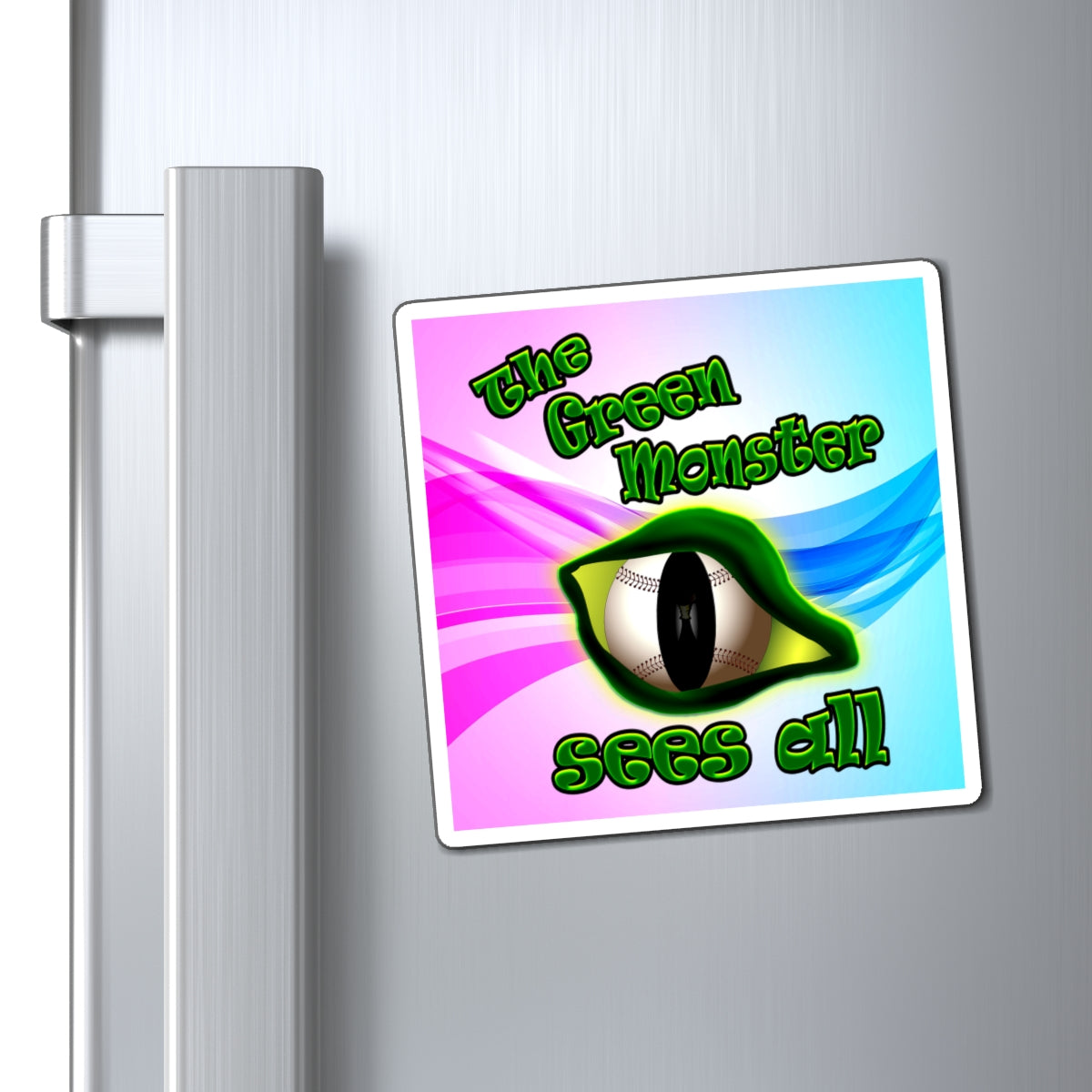 green monster - Magnets - (light blue-pink wave)