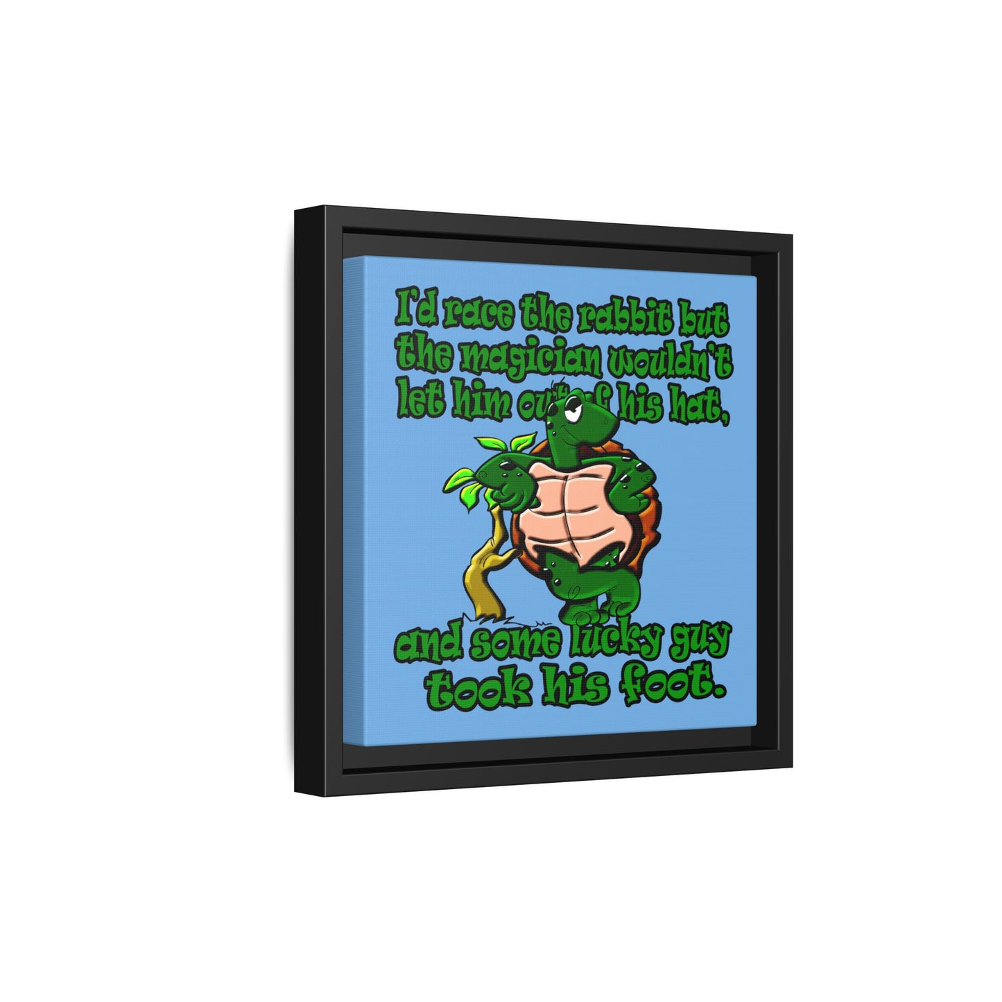 turtle race - framed canvas art (light blue)