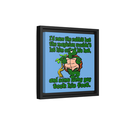turtle race - framed canvas art (light blue)