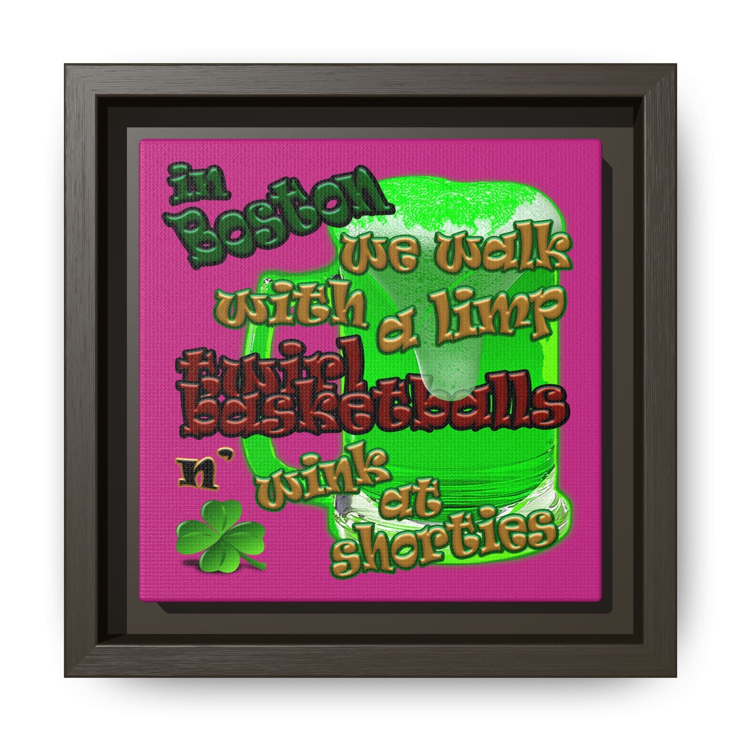 celtics logo - framed canvas art (pink)