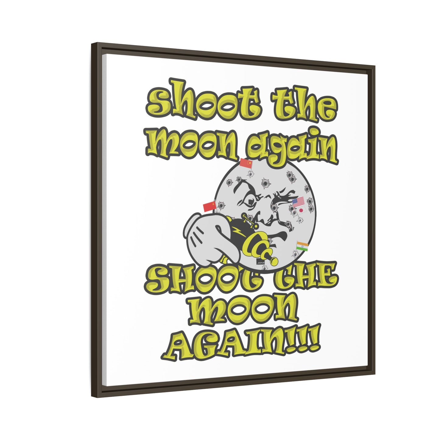shoot the moon again - framed canvas art (white)
