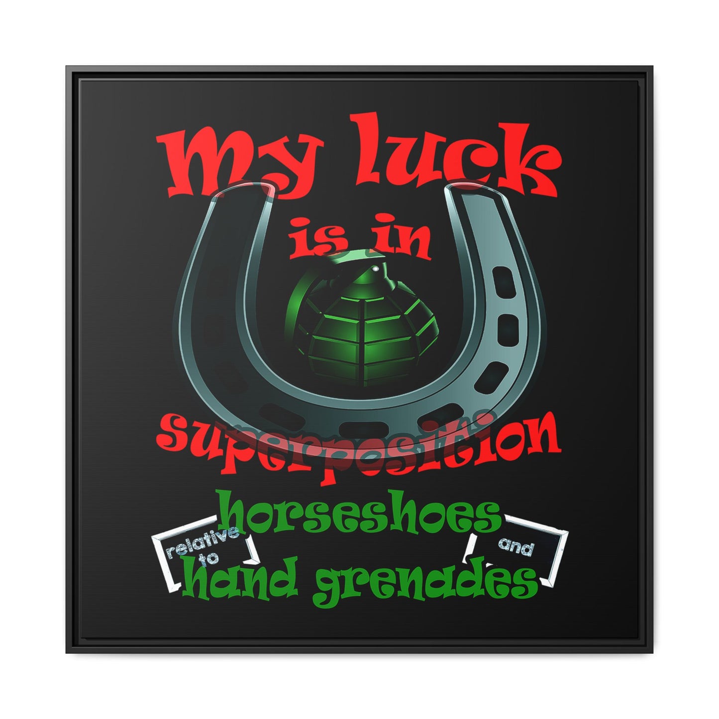 my luck - framed canvas art (black)