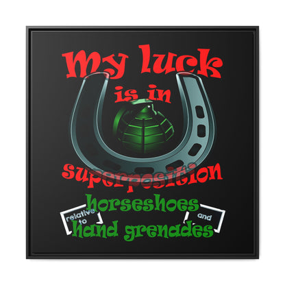 my luck - framed canvas art (black)