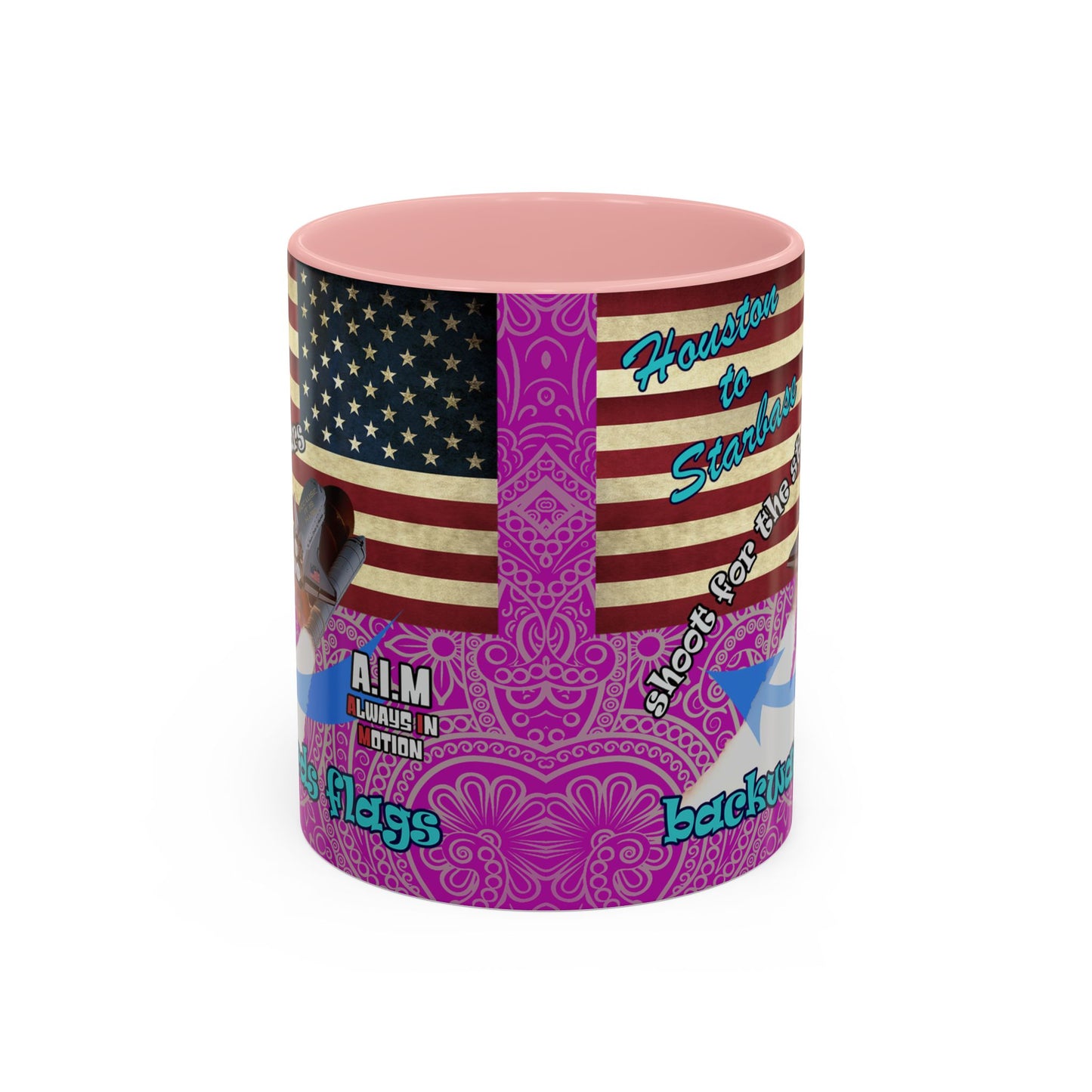 shoot for the stars - Accent Mug (pink swirl)