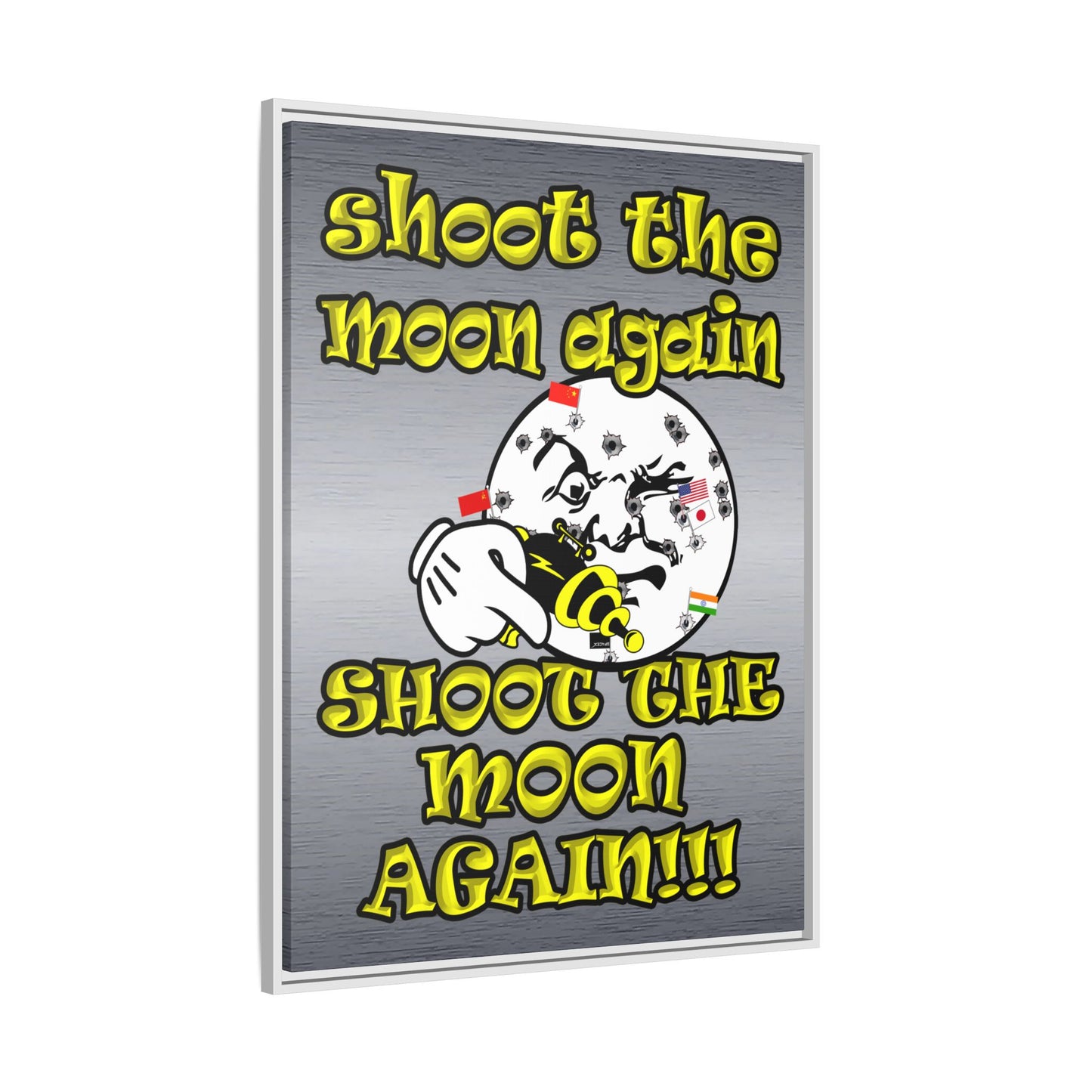 shoot the moon again - framed canvas art (brushed nickel)