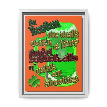 celtics logo - framed canvas art (orange)