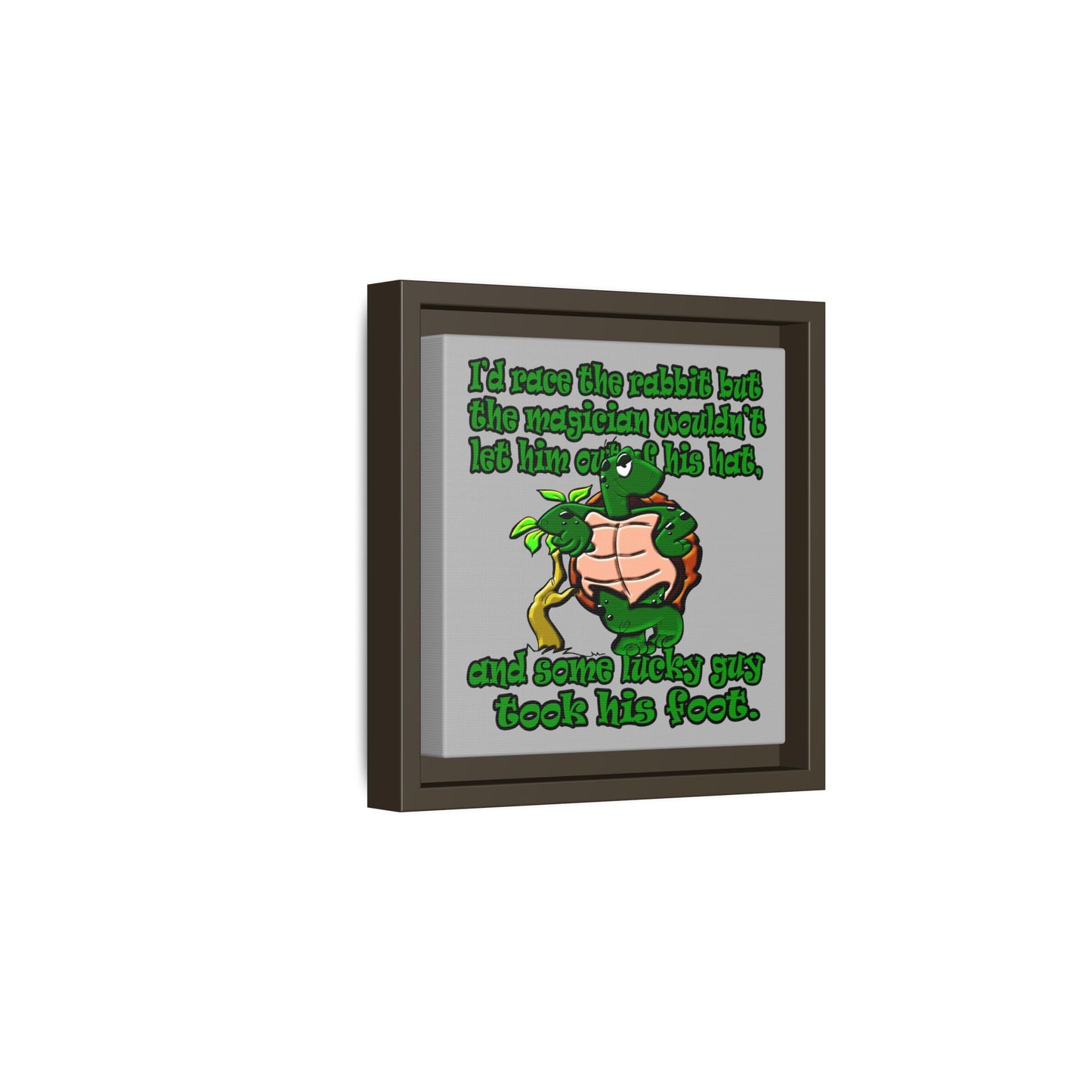 turtle race - framed canvas art (light grey)
