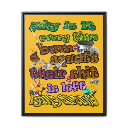 the bum's shit - framed canvas art (yellow)