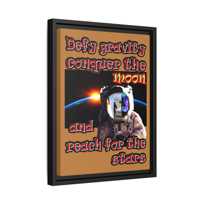 defy conquer reach - framed canvas art (light brown)