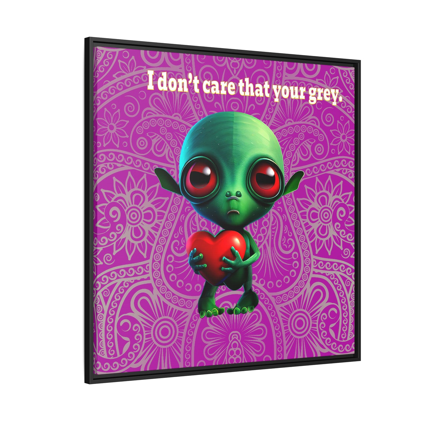 I don't care that your grey - framed canvas art (pink swirl)