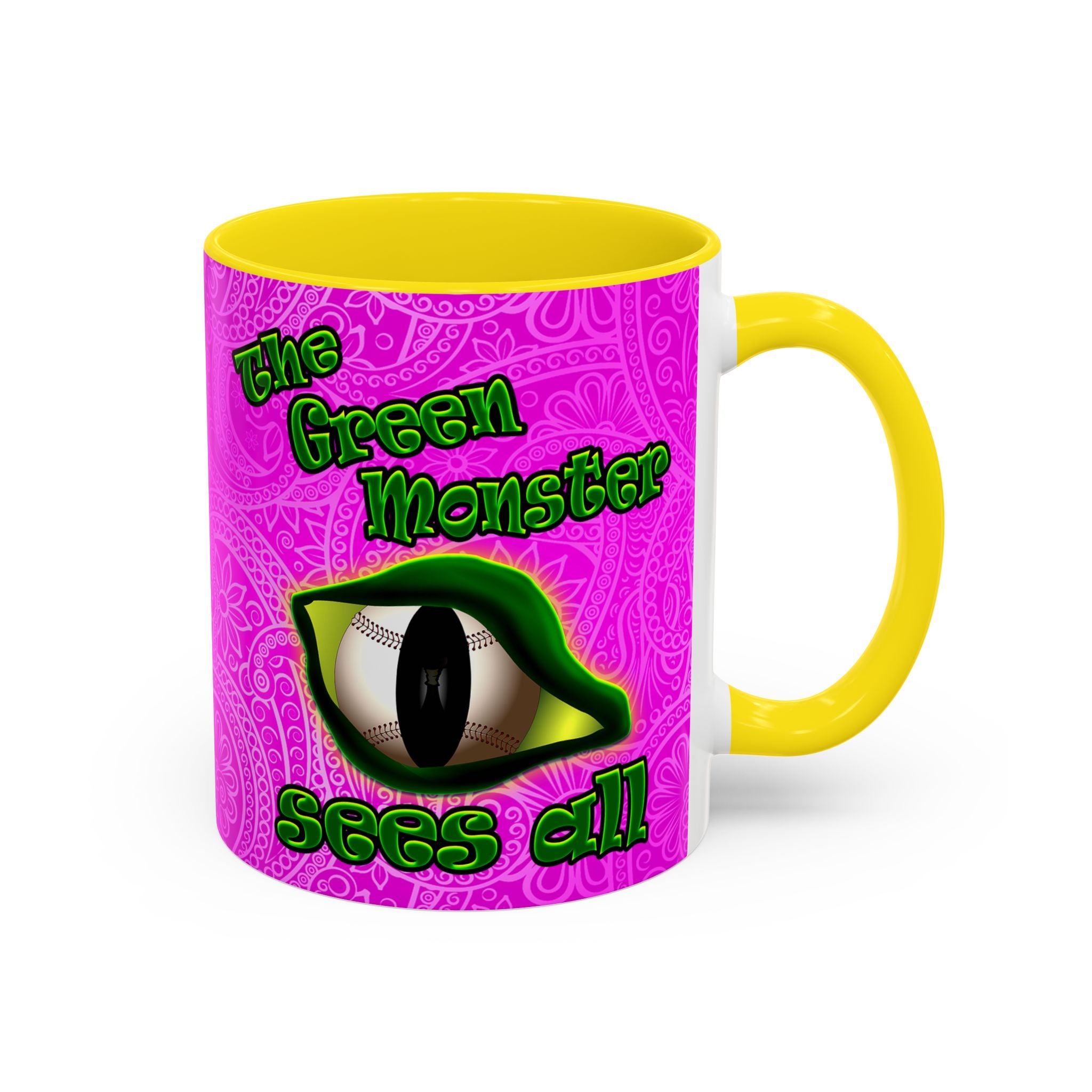 green monster - Accent Mug (pink swirl)