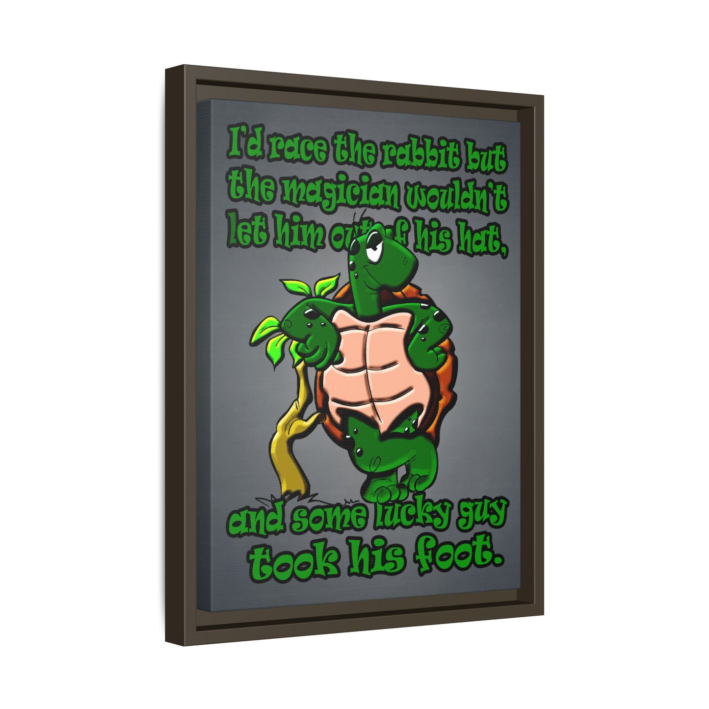 turtle race - framed canvas art (grey-light grey)