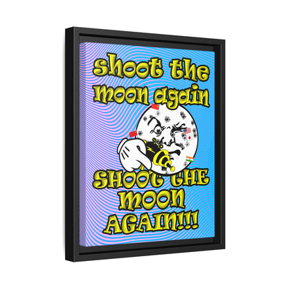 shoot the moon again - framed canvas art (light blue-purple wave)