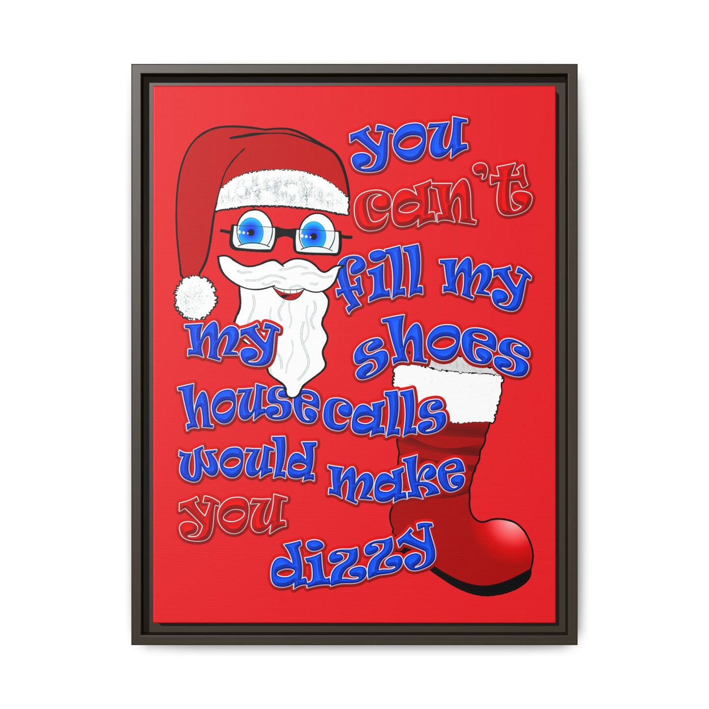 santa's shoes - framed canvas art (red)