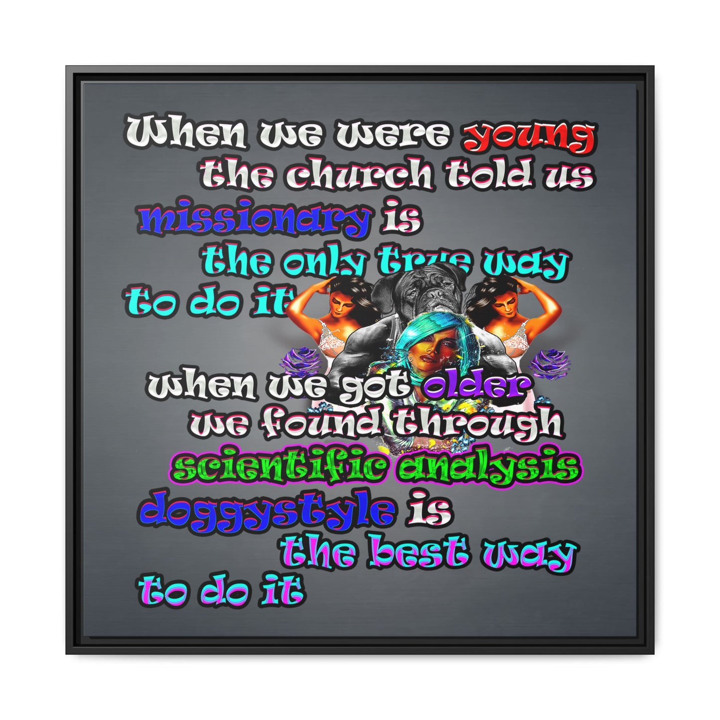doggystyle - framed canvas art (grey-light grey)