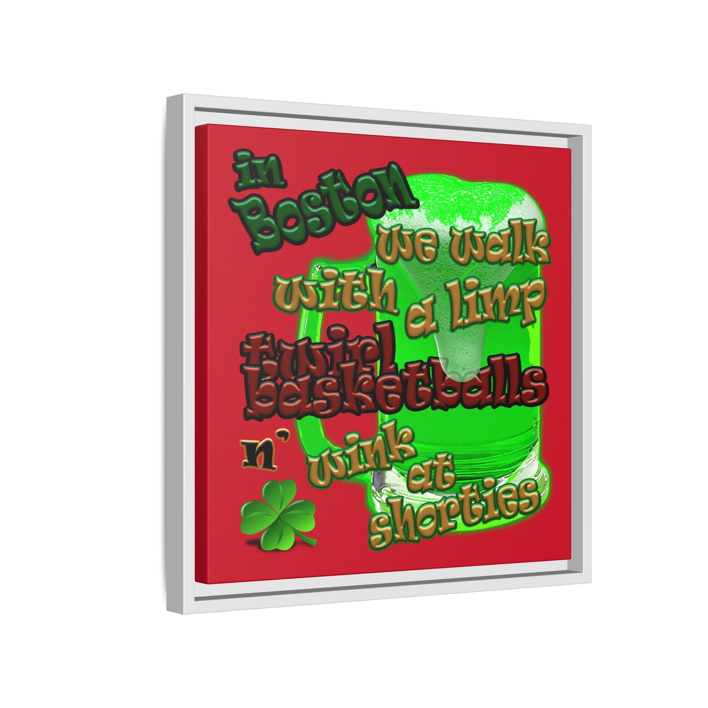 celtics logo - framed canvas art (dark red)
