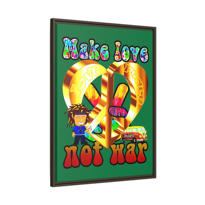 love peace - framed canvas art (dark green)