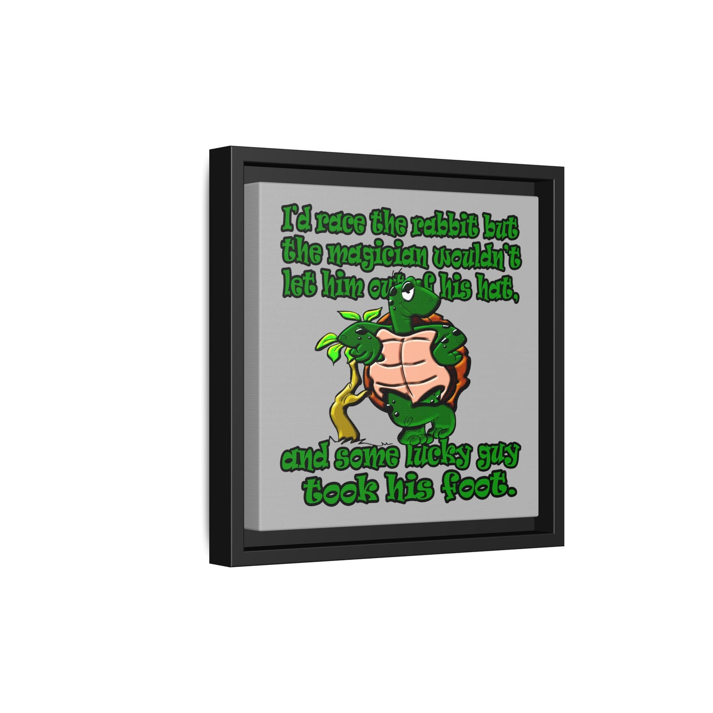 turtle race - framed canvas art (light grey)