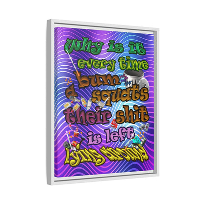 the bum's shit - framed canvas art (purple wave)