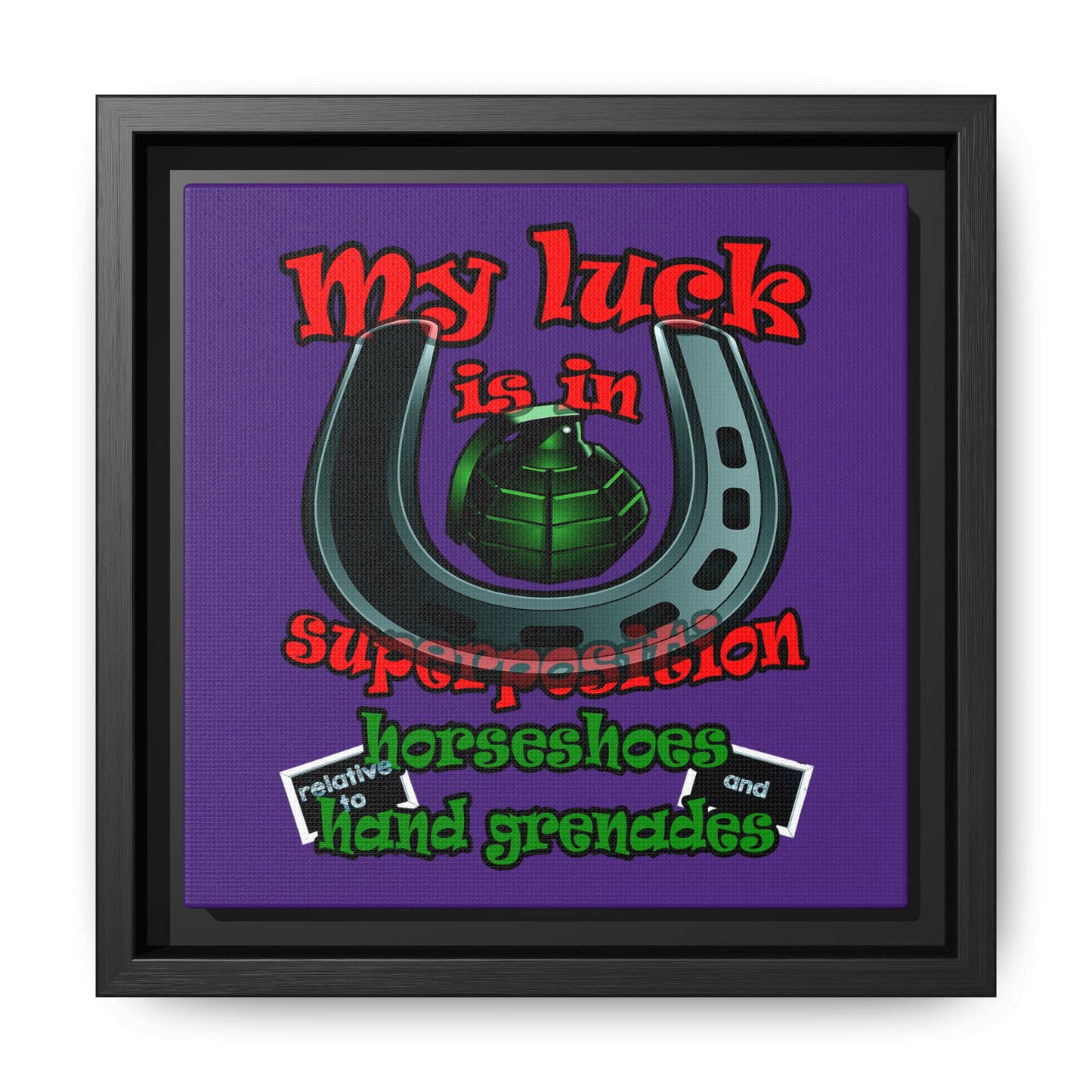 my luck - framed canvas art (purple)