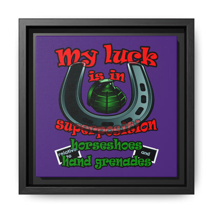 my luck - framed canvas art (purple)
