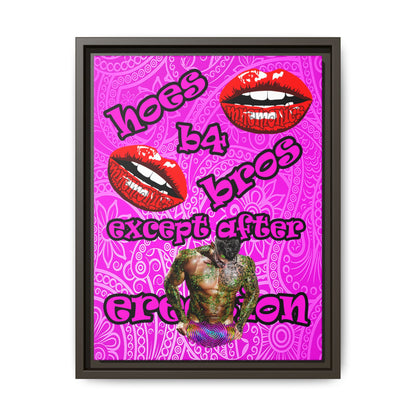 hoes b4 bros - framed canvas art (pink swirl)