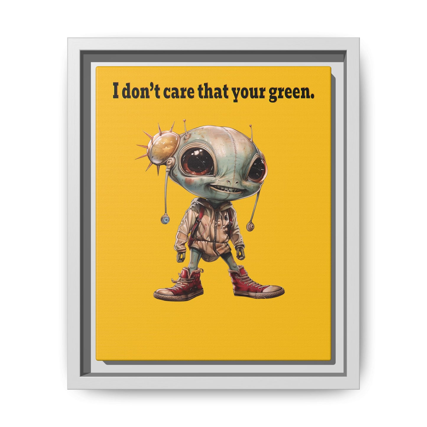 I don't care that your green - framed canvas art (yellow)
