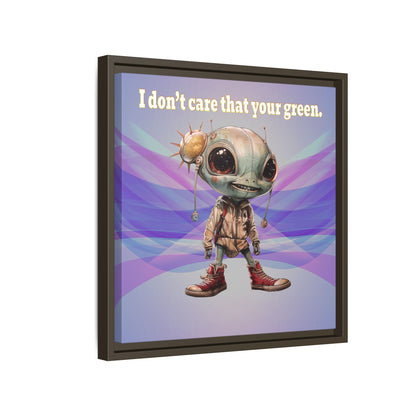 I don't care that your green - framed canvas art (light blue-pink wave)