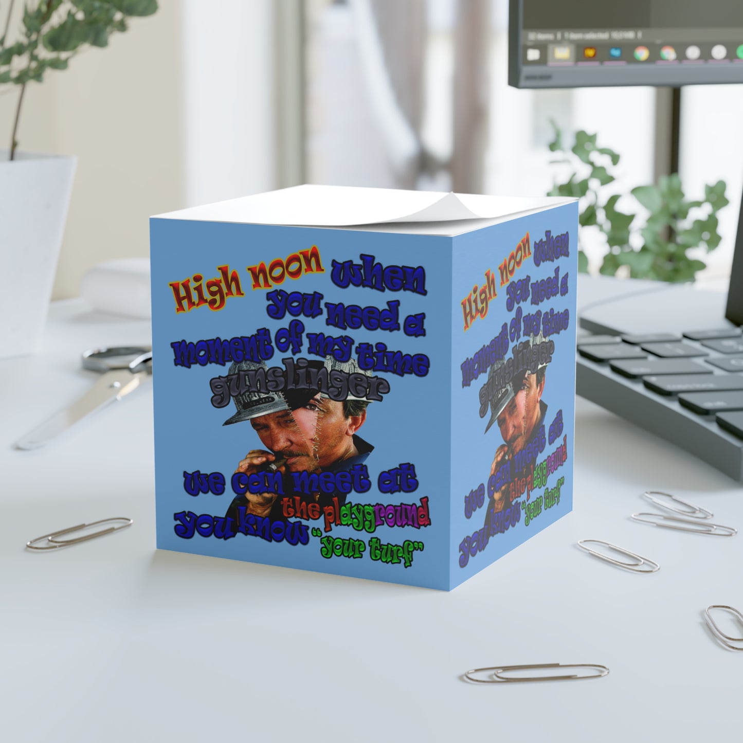 high noon - note cube (light blue)