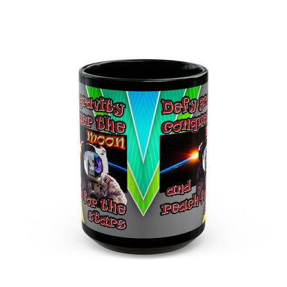 defy conquer reach - Black Mug (rainbow split)