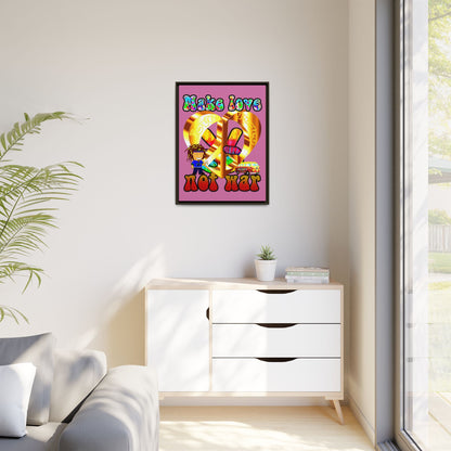 love peace - framed canvas art (light pink)