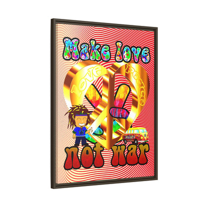 love peace - framed canvas art (yellow-orange wave)