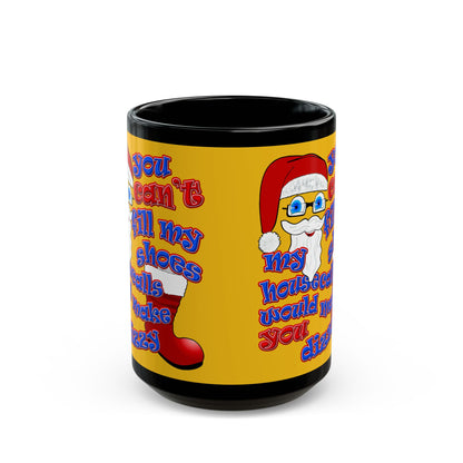 santa's shoes - Black Mug (yellow)