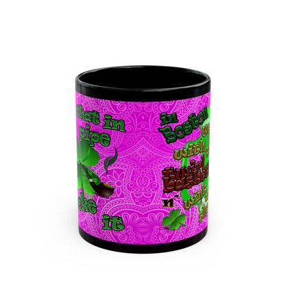 celtics logo - Black Mug (pink swirl)