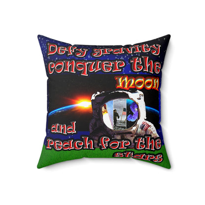 defy conquer reach - Spun Polyester Square Pillow - ('snoops' background)