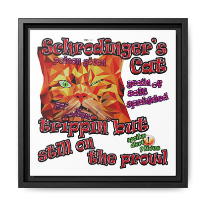 schrodinger's cat - framed canvas art (white)