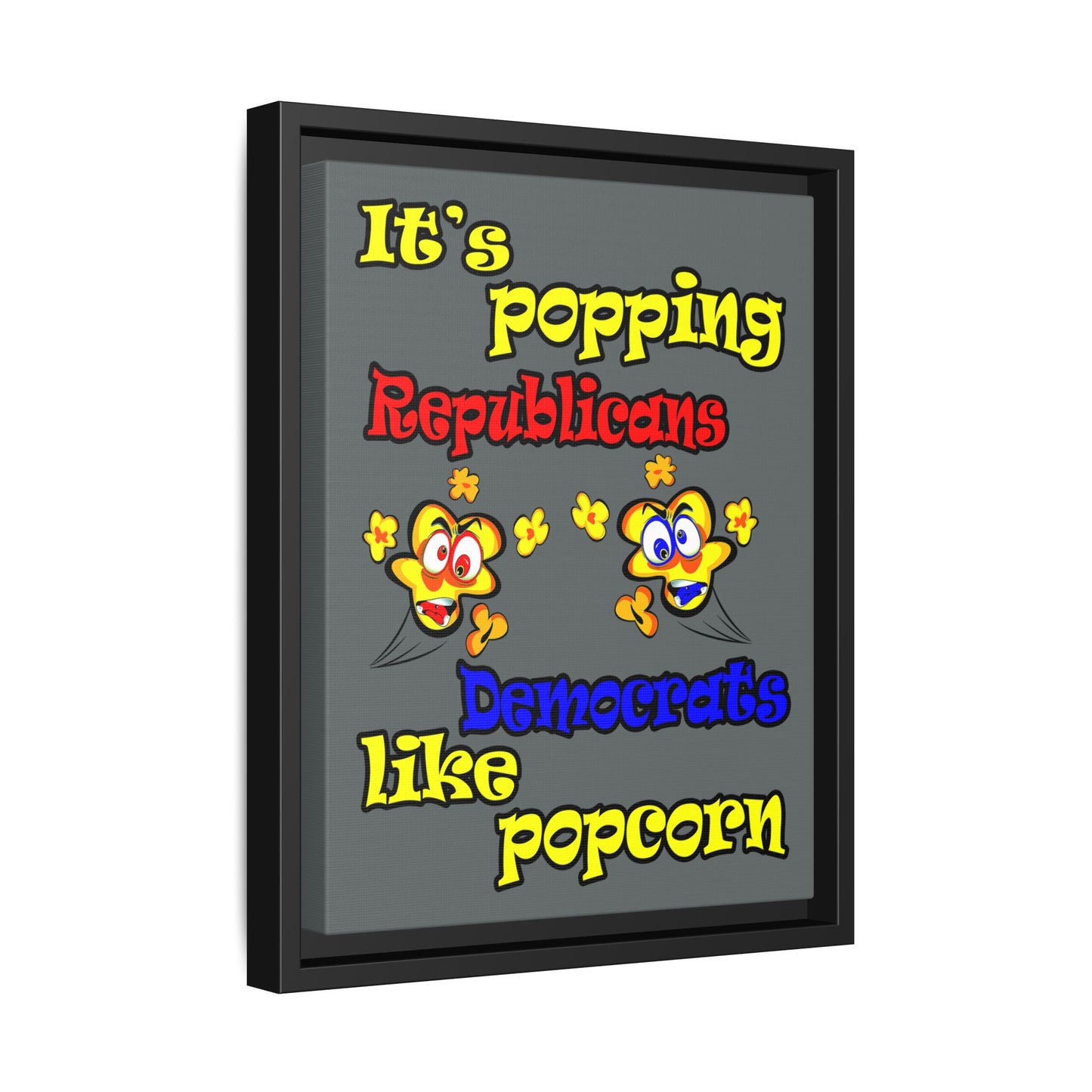 popping like popcorn - framed canvas art (dark grey)