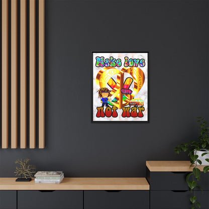 love peace - framed canvas art (white marble)