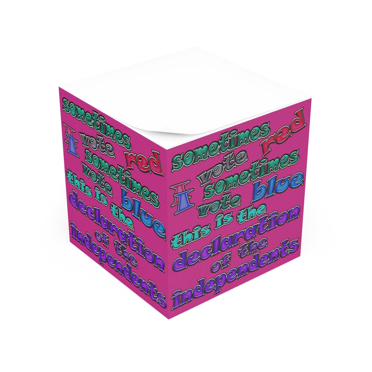 declaration of the independents - note cube (pink)