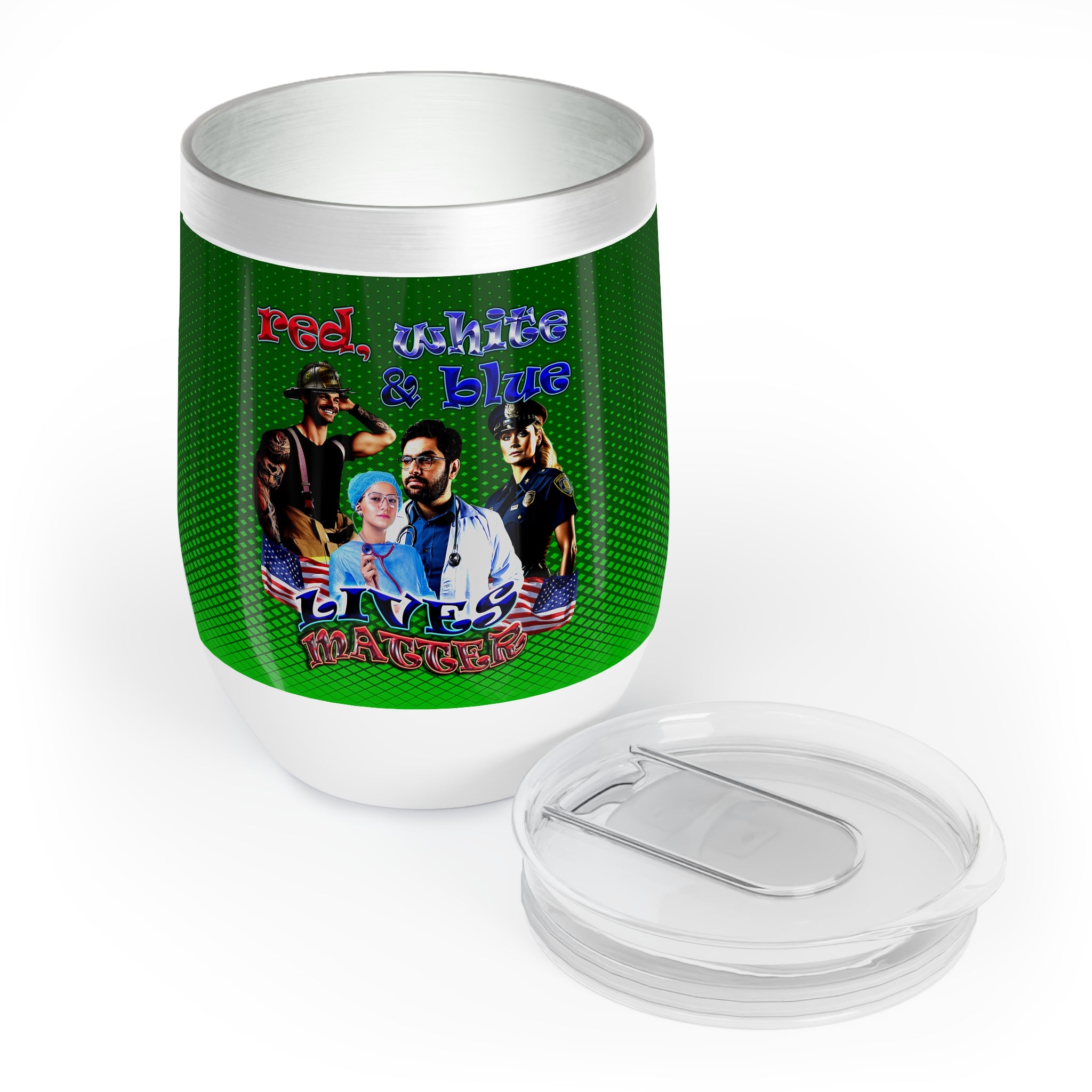rw&b lives matter - Chill Wine Tumbler (logo green)
