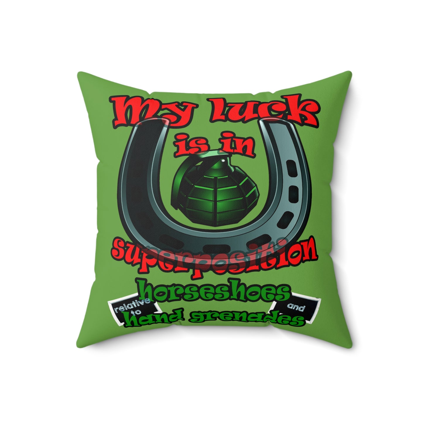 my luck - Faux Suede Square Pillow - (green)