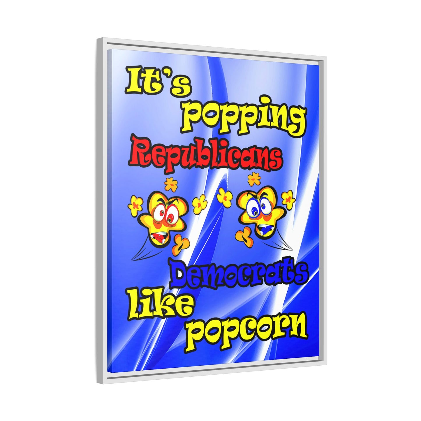 popping like popcorn - framed canvas art (blue-white wave)