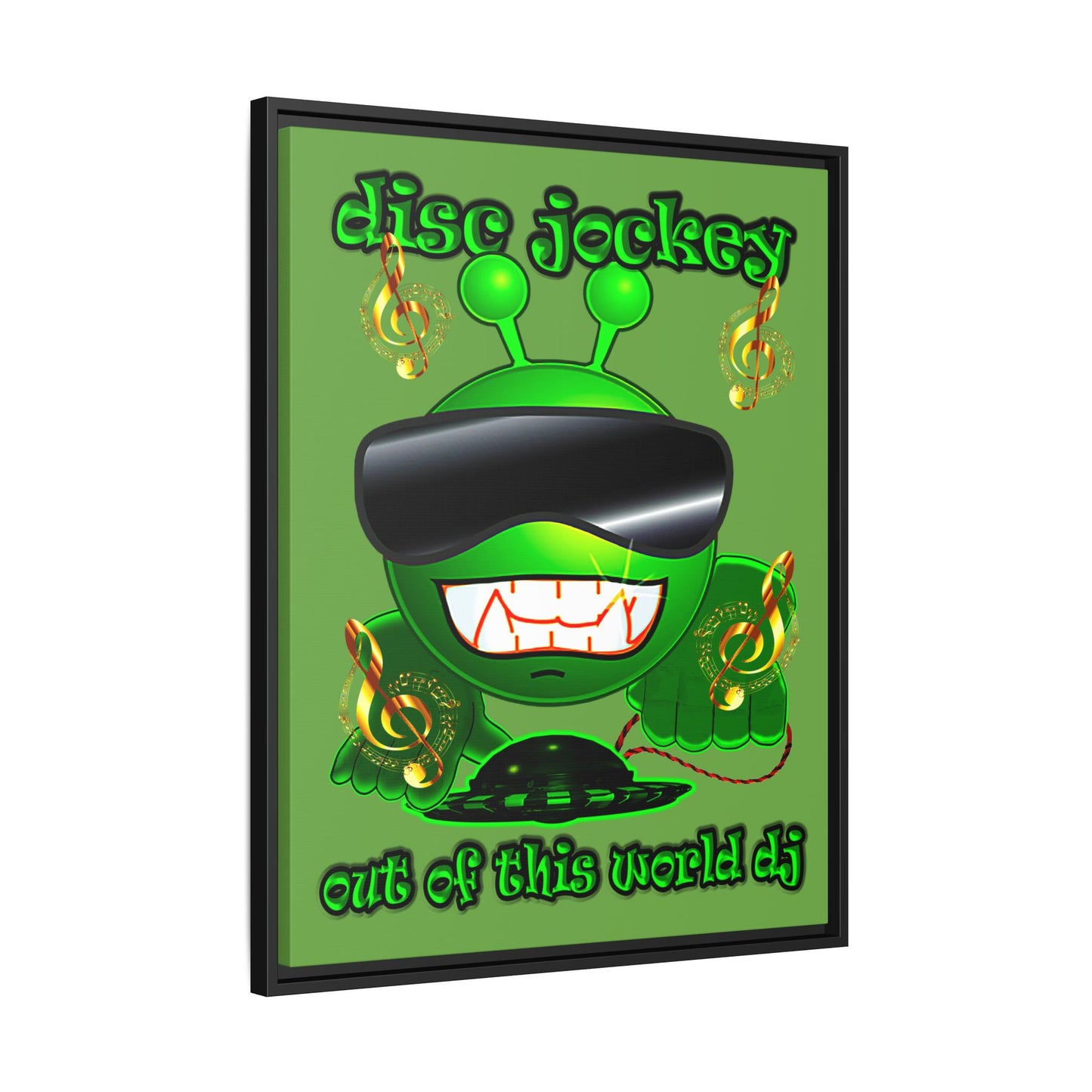 disc jockey - framed canvas art (green)