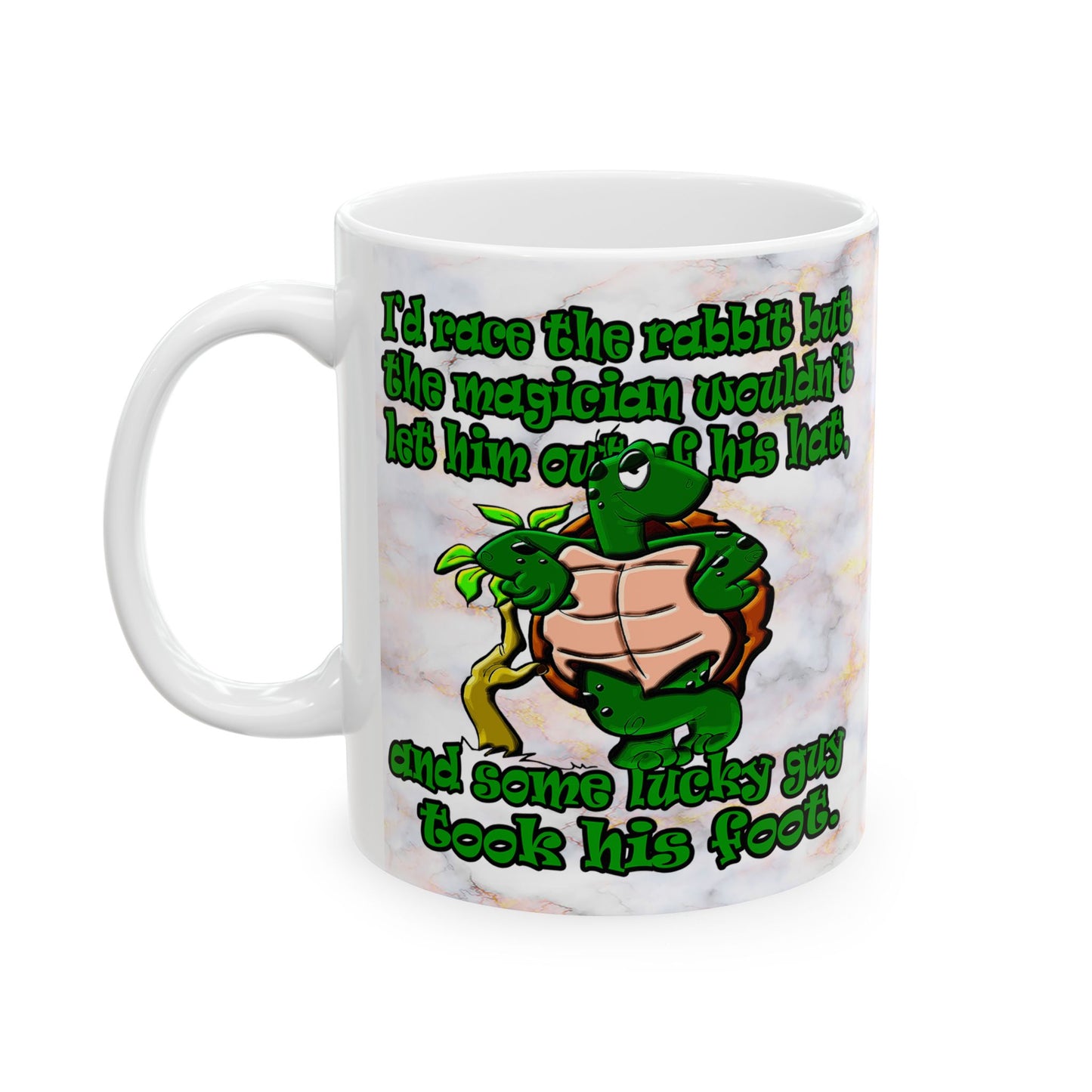 turtle race - White Mug (white marble)