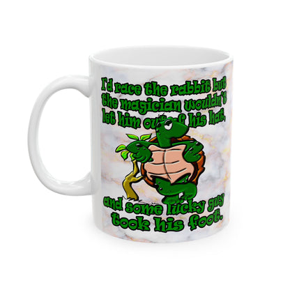 turtle race - White Mug (white marble)
