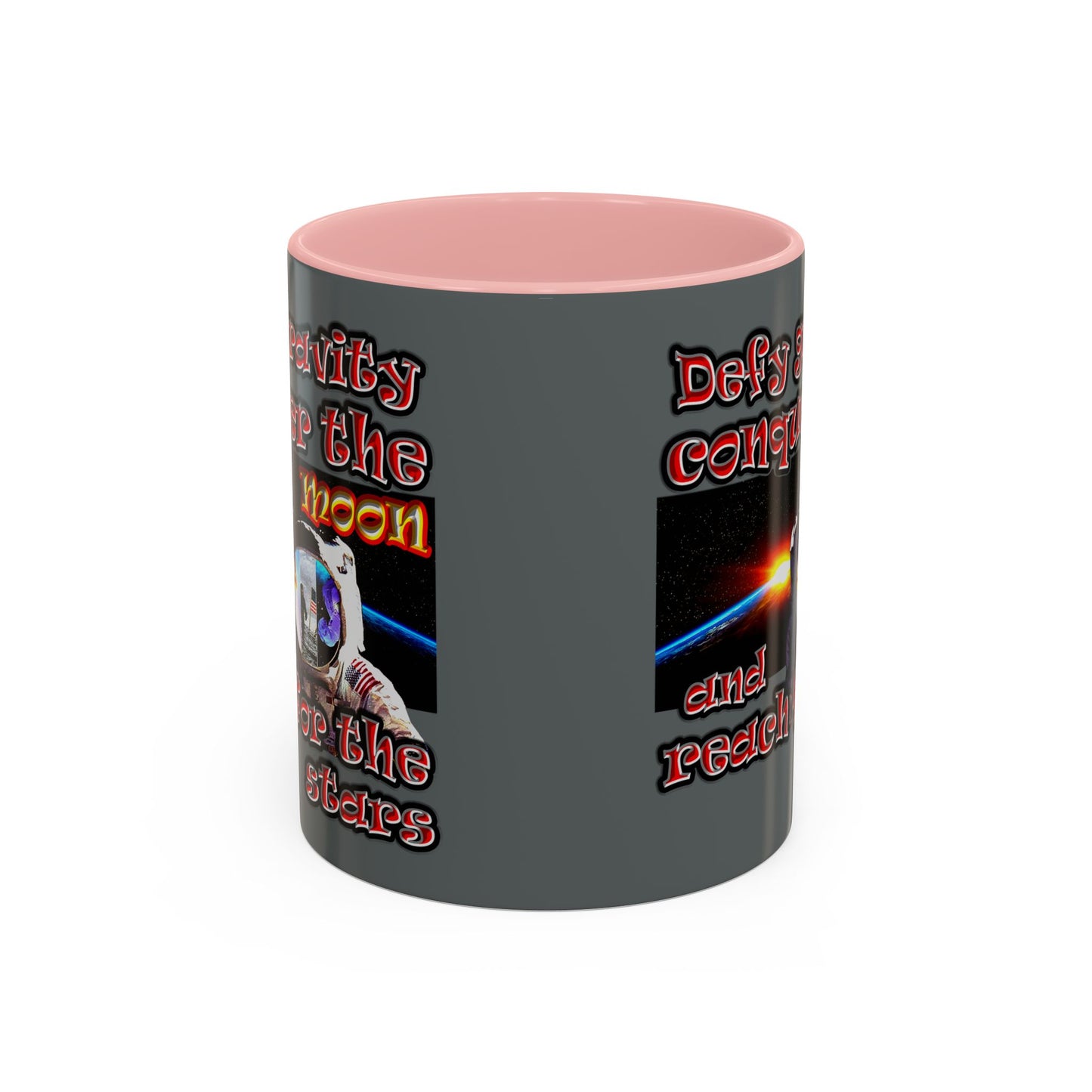 defy conquer reach - Accent Mug (dark grey)