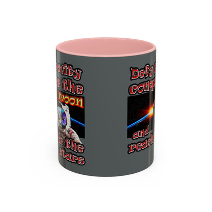 defy conquer reach - Accent Mug (dark grey)