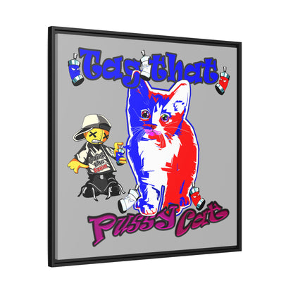 tag that - framed canvas art (light grey)