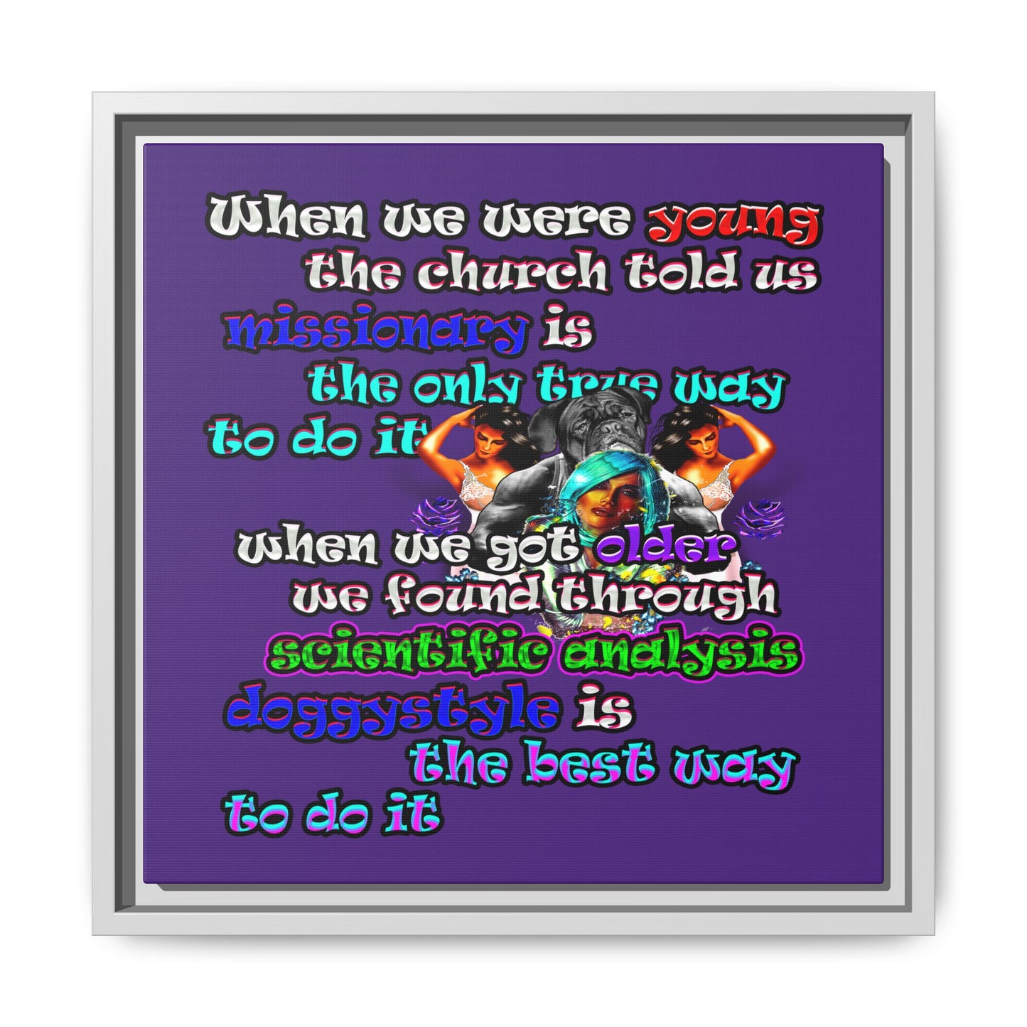 doggystyle - framed canvas art (purple)